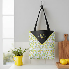 Citroenen patroon gepersonaliseerde boodschappenta tote bag
