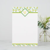 Citroenen patroon monogram briefpapier (Staand voorkant)