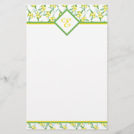 Citroenen patroon monogram  briefpapier