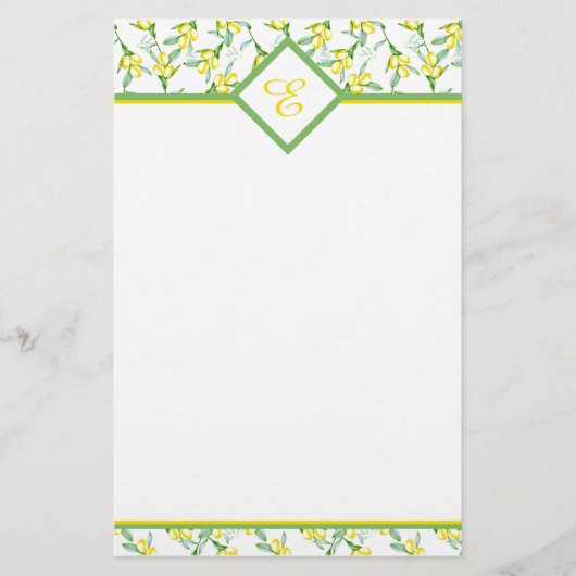Citroenen patroon monogram briefpapier (Voorkant)