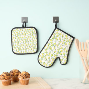 Citroenen patroon ovenwant & pannenlap set
