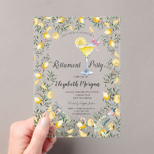 Citroenen Pauw Cocktail Pensioen Acryl Uitnodigingen