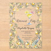 Citroenen Pauw Cocktail Pensioen Acryl Uitnodigingen (Voorkant)