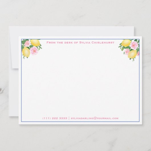 Citroenen Positano Blauw Italiaans Tegels Vrijgeze Bedankkaart (Voorkant)