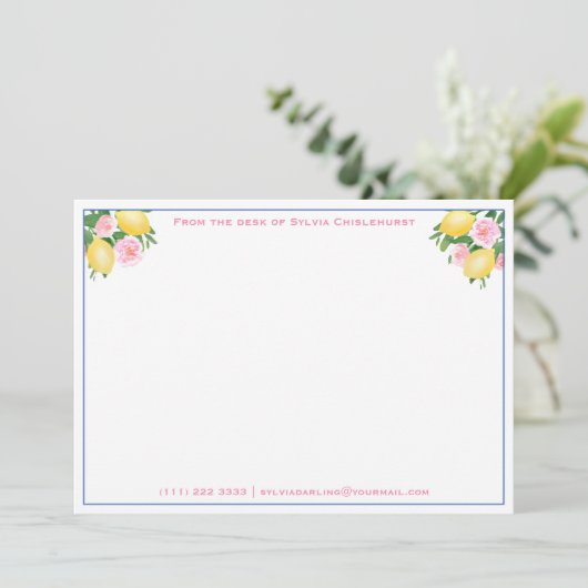 Citroenen Positano Blauw Italiaans Tegels Vrijgeze Bedankkaart (Staand voorkant)