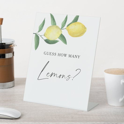 Citroenen - raad eens hoeveel citroenen reclamebord met voetstuk (Insitu)