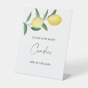 Citroenen - raad eens hoeveel snoepjes Poster Reclamebord Met Voetstuk