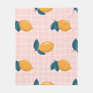 Citroenen, retro geometrie, zomer naadloos patroon fleece deken
