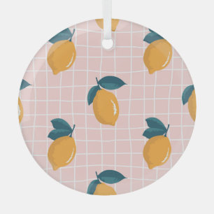 Citroenen, retro geometrie, zomer naadloos patroon glas ornament