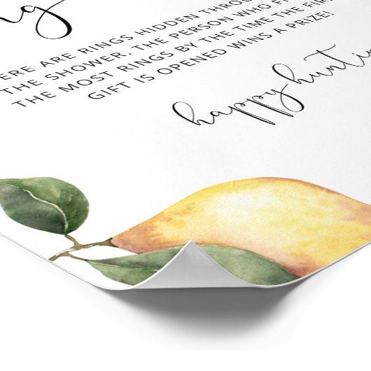 Citroenen ring zoek bruidsmeisjesfeest spel poster (Hoek)