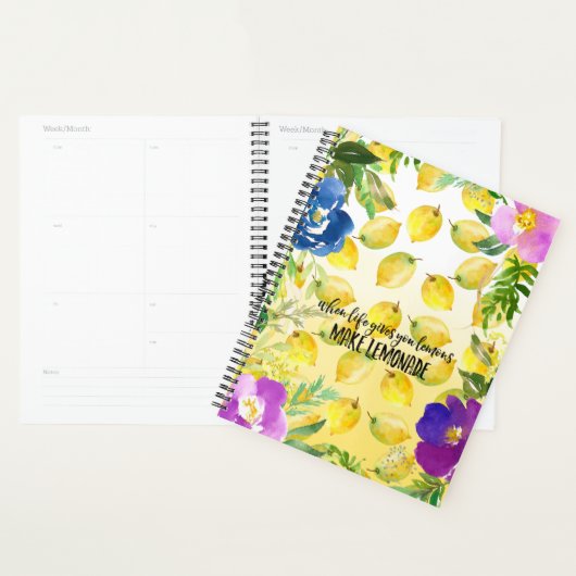 Citroenen Roze bloemenombre waterverf inspirerend Planner (Display)