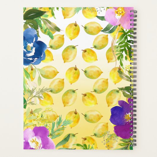 Citroenen Roze bloemenombre waterverf inspirerend Planner (Achterkant)