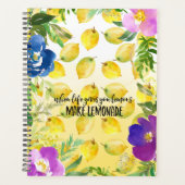 Citroenen Roze bloemenombre waterverf inspirerend Planner (Voorkant)