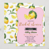 Citroenen roze doucheuitnodiging kaart (Voorkant / Achterkant)