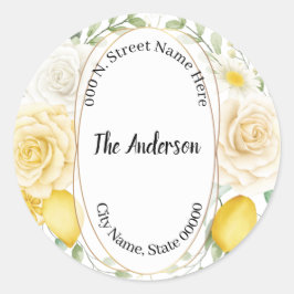 Citroenen & Rozen Retouradres Ronde Sticker