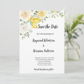Citroenen & Rozen Save the Date Uitnodiging (Staand voorkant)