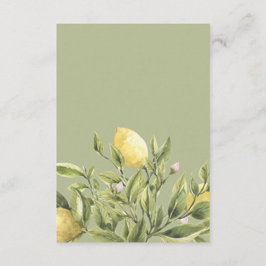 Citroenen | Salie groen | Chique BRUILOFT Routebes Informatiekaartje (Achterkant)