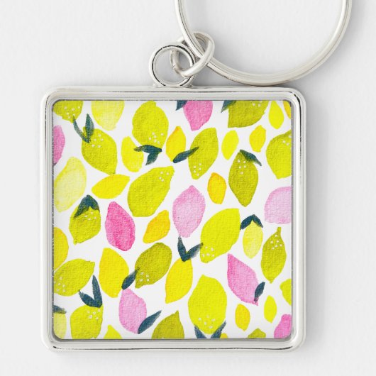 Citroenen schattige waterverf sleutelhanger (Voorkant)