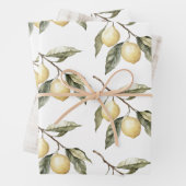 Citroenen Sicilië Rustic Brown Stripes Verjaardag Inpakpapier Vel (In situ)