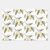 Citroenen Sicilië Rustic Brown Stripes Verjaardag Inpakpapier Vel (Voorkant)