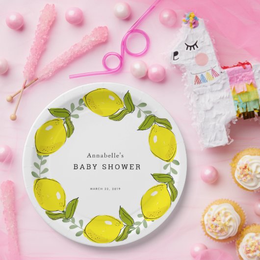 Citroenen Sieraas Witte Baby Shower Papieren Bord (Feest)