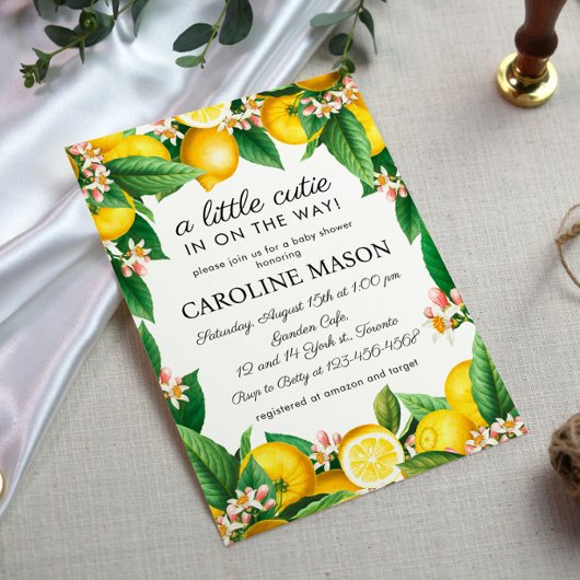 Citroenen Sinaasappel Baby Shower Kaart