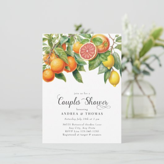 Citroenen Sinaasappel | Citrus | Koppels douche Kaart (Staand voorkant)