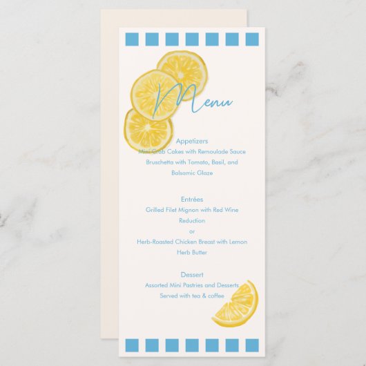 Citroenen tekeningen Bruiloft Menu (Voorkant / Achterkant)