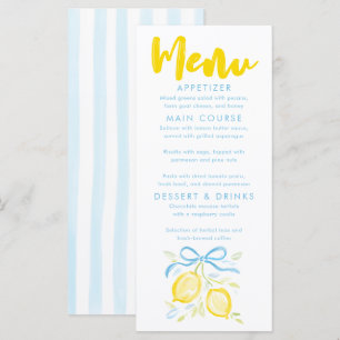Citroenen Thema Jongens Baby Shower Menukaarten Menu