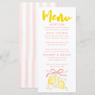 Citroenen Thema Meisje Baby Shower Menukaarten Menu