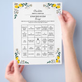 Citroenen Thema Vind De Gast Bruidsbruiloft Bingo Flyer (Hand)