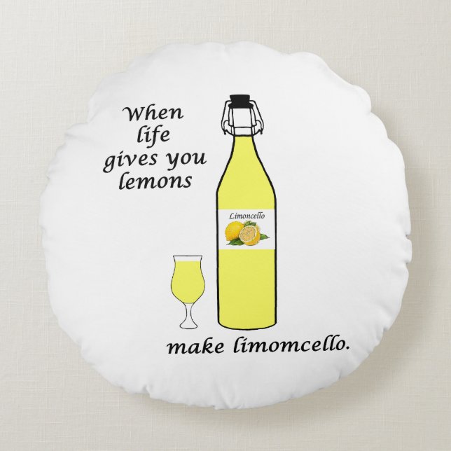 Citroenen tot Limoncello Rond Kussen (Voorkant)