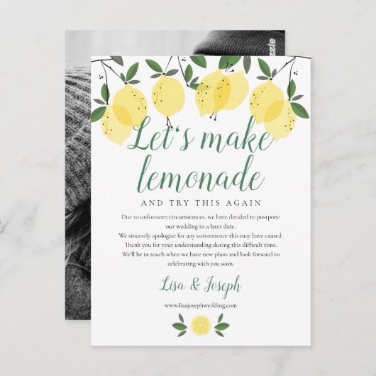 Citroenen Verander de Datum Uitgestelde Geannuleer Briefkaart (Voorkant / Achterkant)