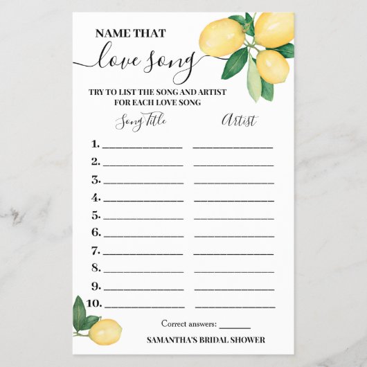 Citroenen Verzin die liefdeslied Bruids douche spe Flyer (Voorkant)