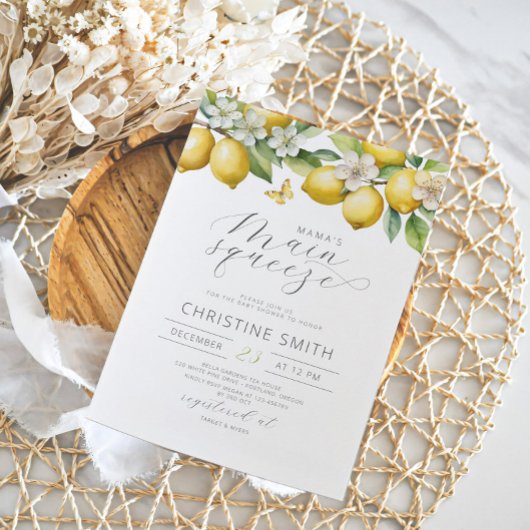 Citroenen Vruchten Citrus Baby shower Invitation Kaart