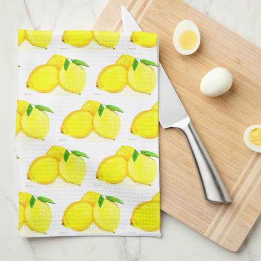 Citroenen Waterverf Geel Fruit Country summer Theedoek (Quarter Fold)