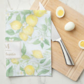 Citroenen Waterverf Gepersonaliseerde naam Monogra Theedoek (Quarter Fold)