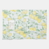 Citroenen Waterverf Gepersonaliseerde naam Monogra Theedoek (Horizontaal)