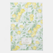 Citroenen Waterverf Gepersonaliseerde naam Monogra Theedoek (Verticaal)