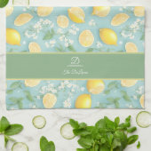 Citroenen Waterverf Mint Gepersonaliseerd Naam Lem Theedoek (Gevouwen)