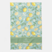 Citroenen Waterverf Mint Gepersonaliseerd Naam Lem Theedoek (Verticaal)