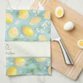 Citroenen Waterverf Mint Gepersonaliseerde naam Ci Theedoek (Quarter Fold)