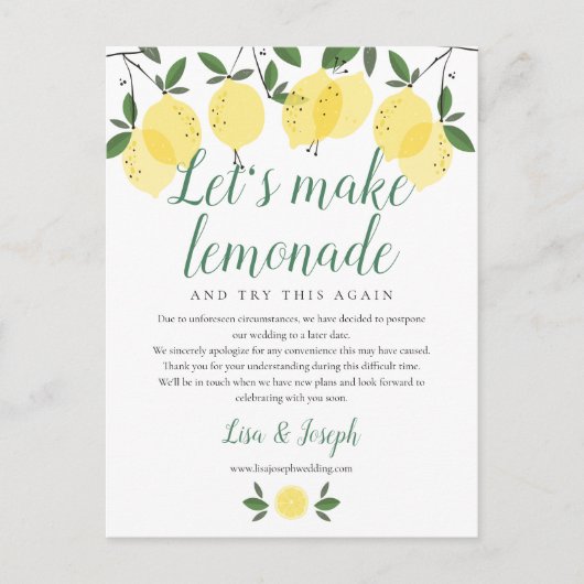 Citroenen Wijzig de Datum Uitgesteld Geannuleerd F Briefkaart (Voorkant)