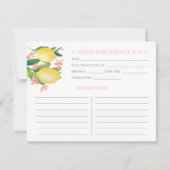 Citroenen Zachte Roze Tekst Bloemen Doucherecept K Kaart (Voorkant)