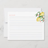 Citroenen Zachte Roze Tekst Bloemen Doucherecept K Kaart (Achterkant)