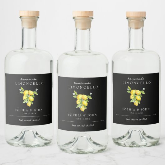  citroenen zelfgemaakte fles likeurfles etiket (Flessen)