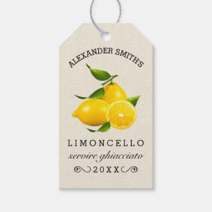 Citroenen Zelfgemaakte Limoncello Hang Label   Fle Cadeaulabel