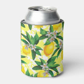 Citroenfantasie: Creatief bloemenpatroon Blikjeskoeler (Blikje Voorkant)