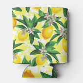 Citroenfantasie: Creatief bloemenpatroon Blikjeskoeler (Achterkant)