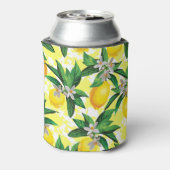 Citroenfantasie: Creatief bloemenpatroon Blikjeskoeler (Blikje Achterkant)